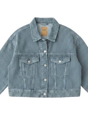 Gap Denim Stripe Cropped Jean Jacket